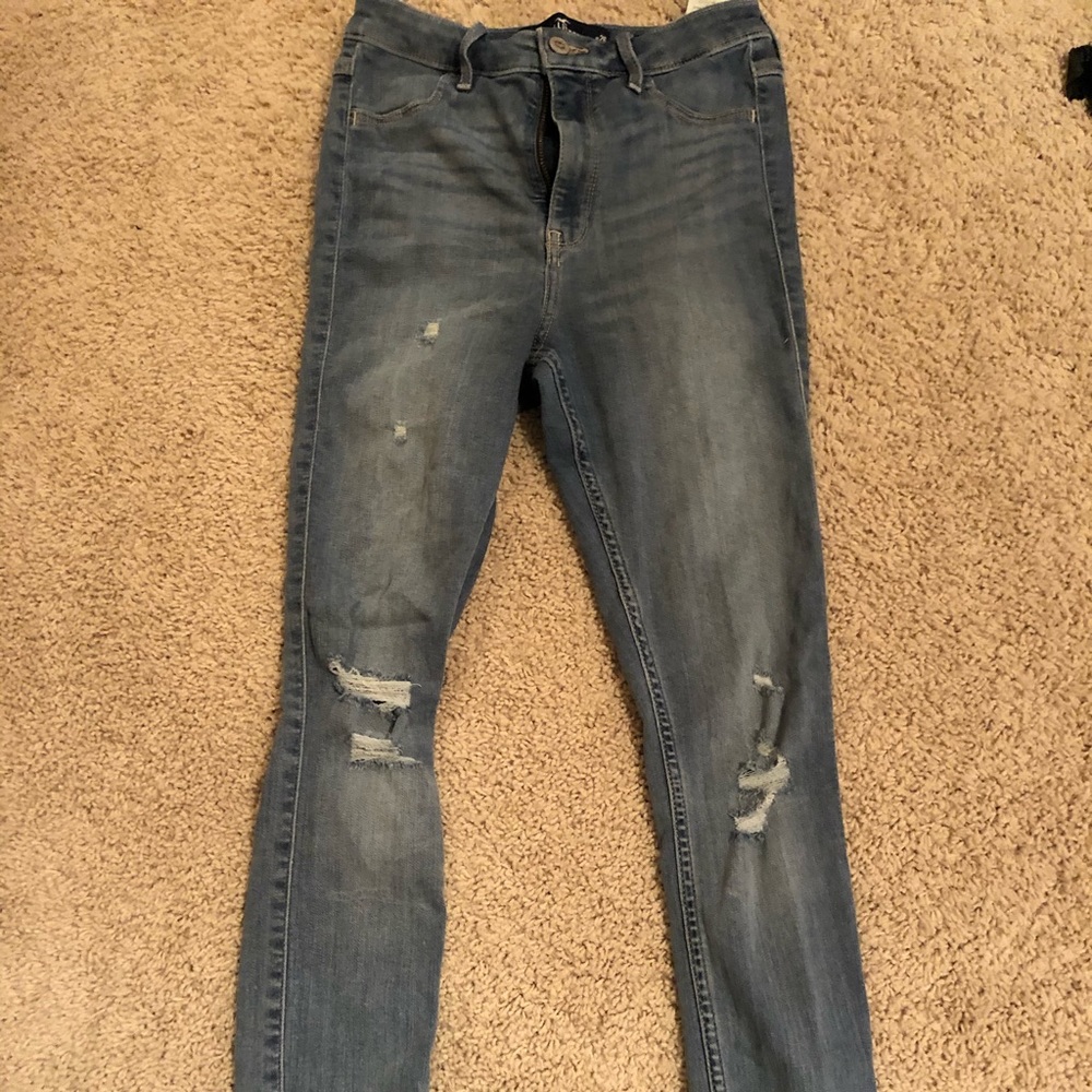 blue ripped jeans from hollister